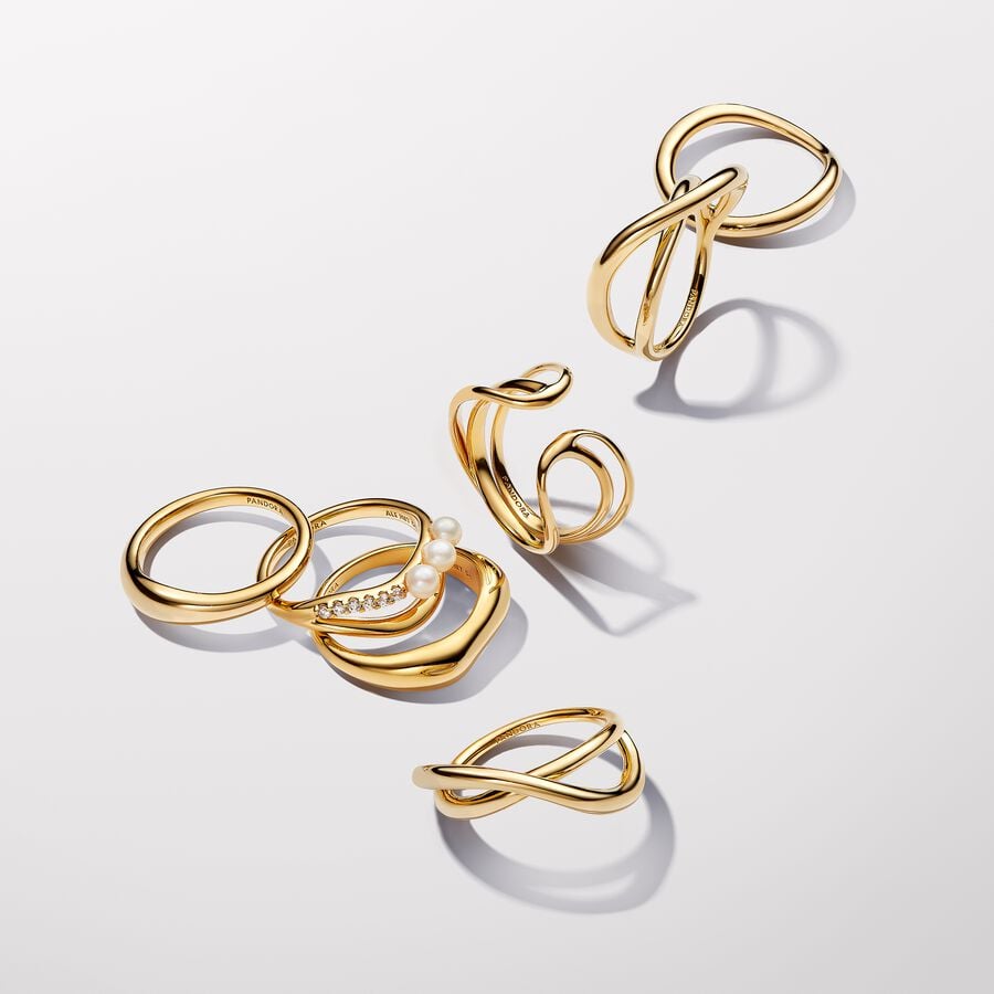 Organically Shaped Stacking Rings Gold plated - Image 3