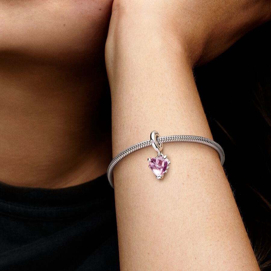 Pink Family Tree & Heart Dangle Charm - Image 2