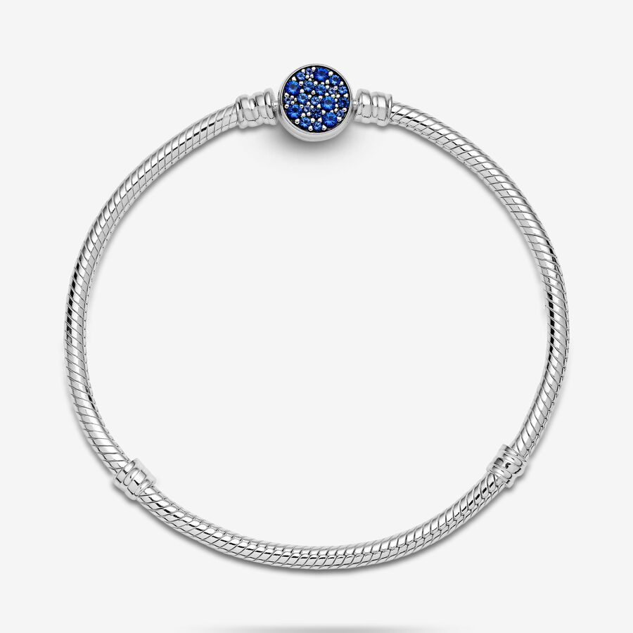 Moments Sparkling Blue Snake Chain Bracelet - Image 3
