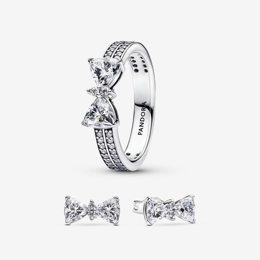 Sparkling Bow Double Row Ring Set - Image 2
