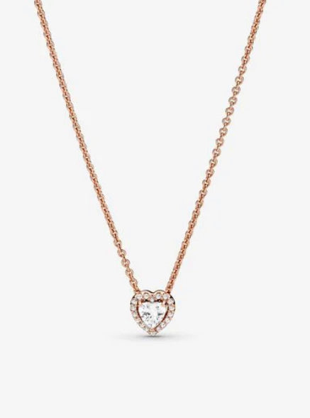 Sparkling Heart Collier Necklace-Rose