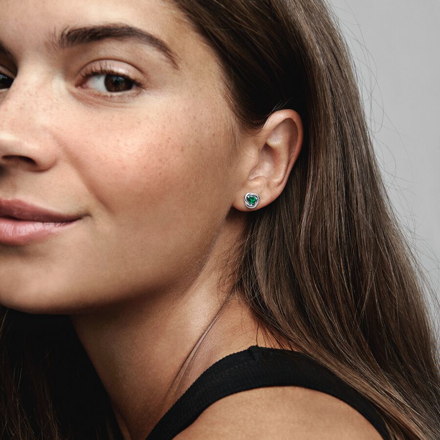 May Birthstone Eternity Circle Stud Earrings - Image 2