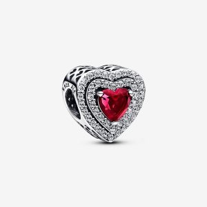 Sparkling Leveled Hearts Charm red