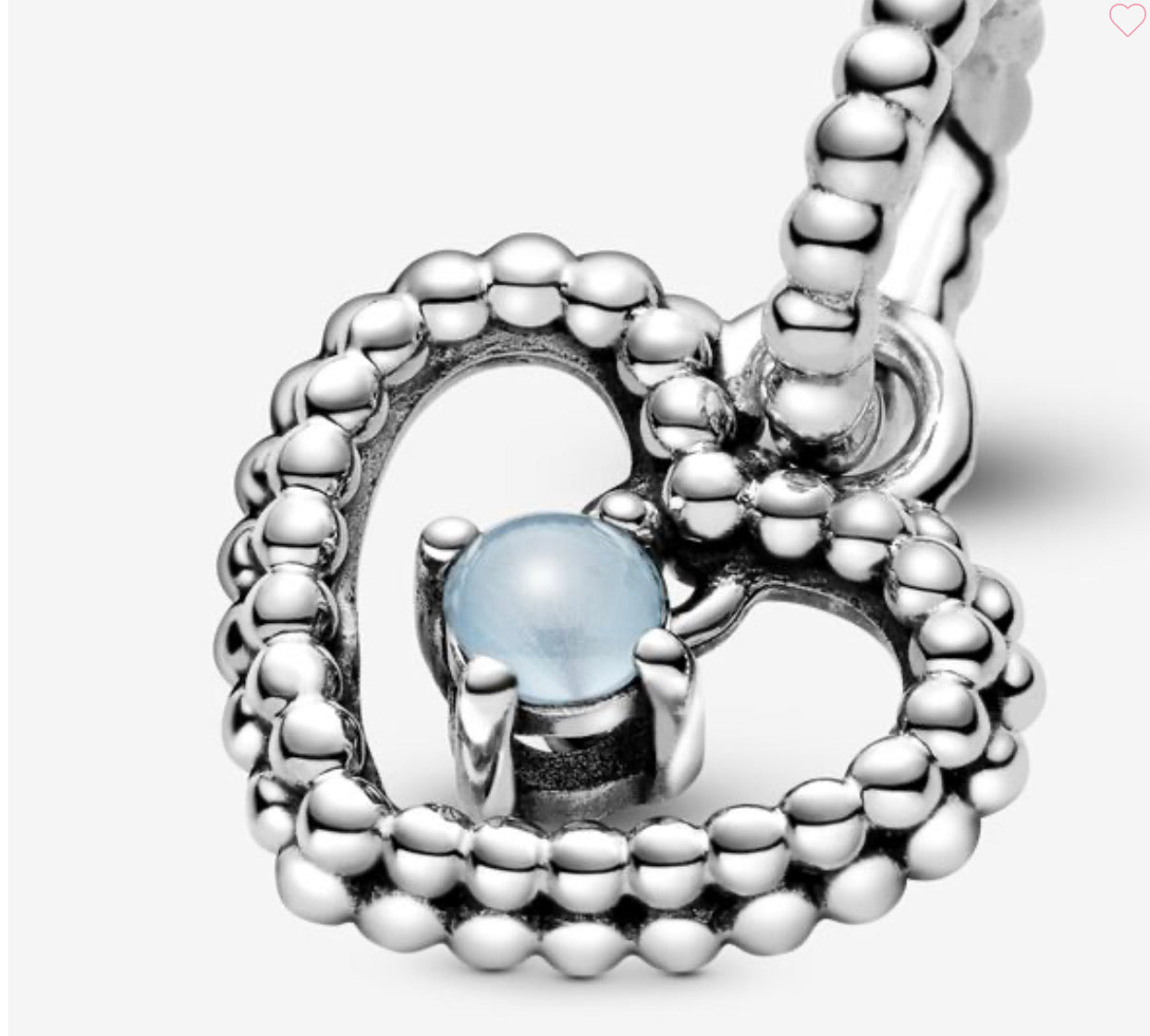 Sky Blue Beaded Heart Dangle Charm (March) - Image 4