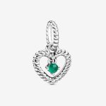 May Rainforest Green Beaded Heart Dangle Charm
