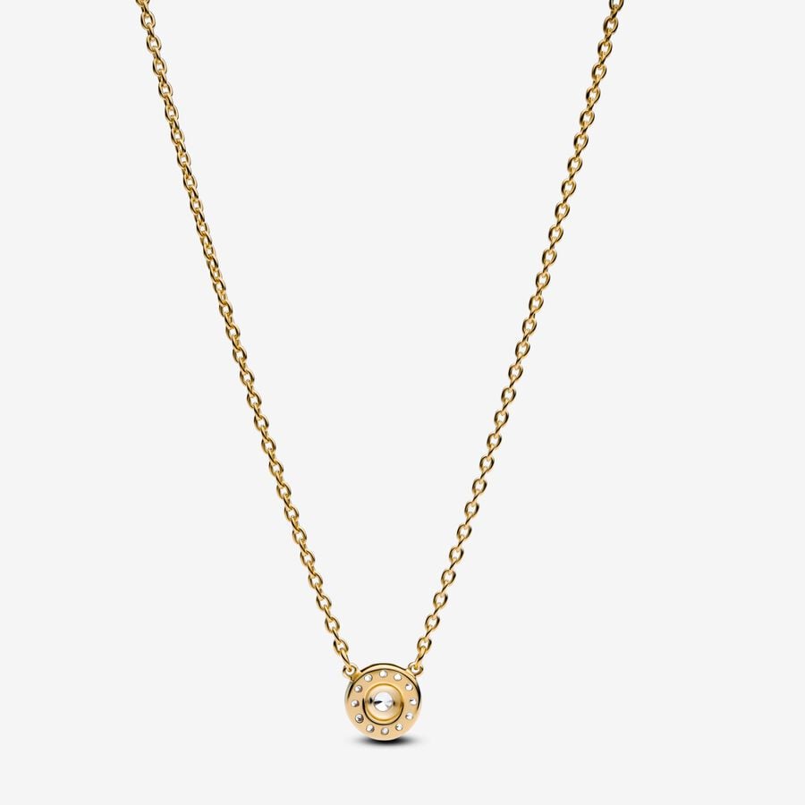 Round Pavé Halo Pendant Necklace - Image 2