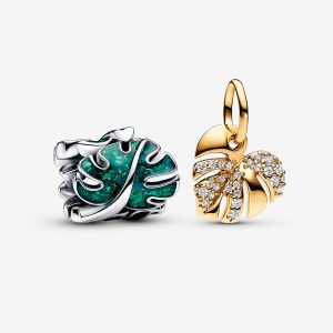 Monstera Leaf Charm Duo
