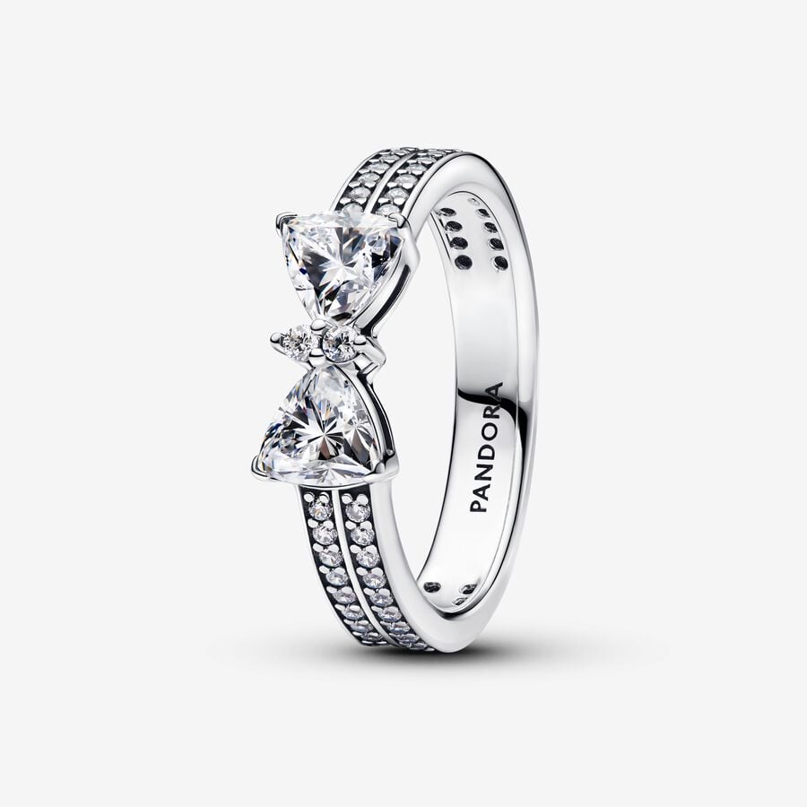 Sparkling Bow Double Row Ring Set - Image 4
