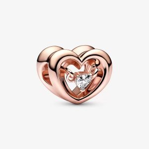 Plated Radiant Heart & Floating Stone Charm