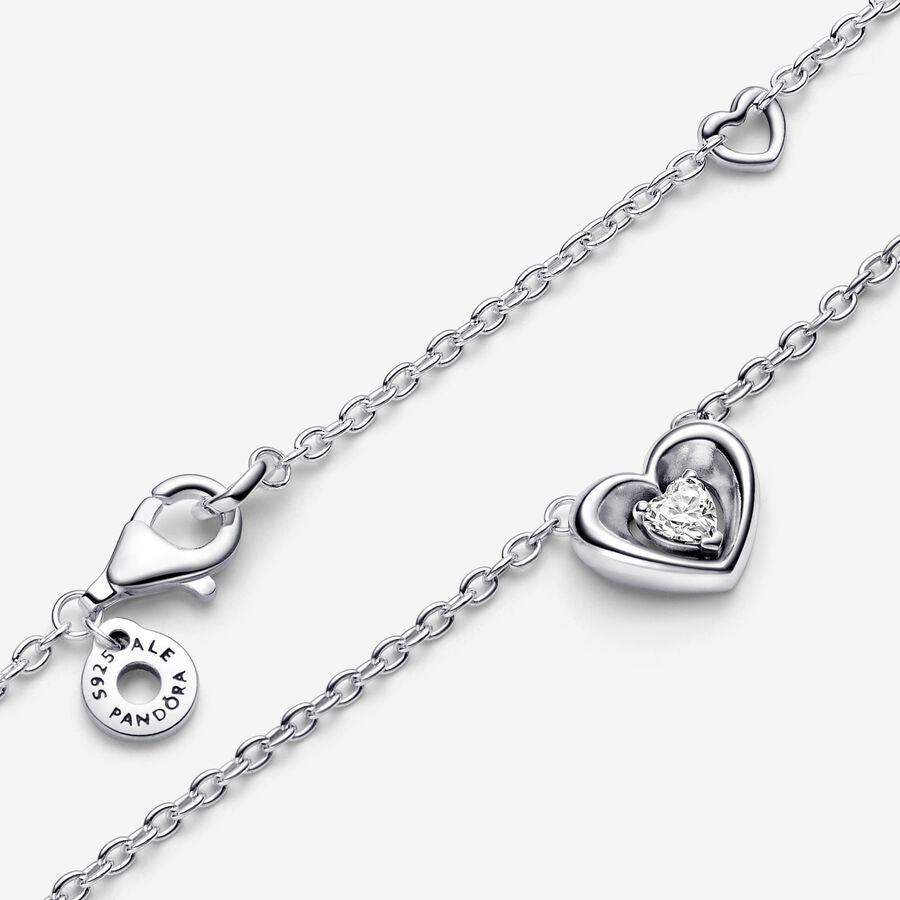 Radiant Heart & Floating Stone Pendant Collier Necklace - Image 2