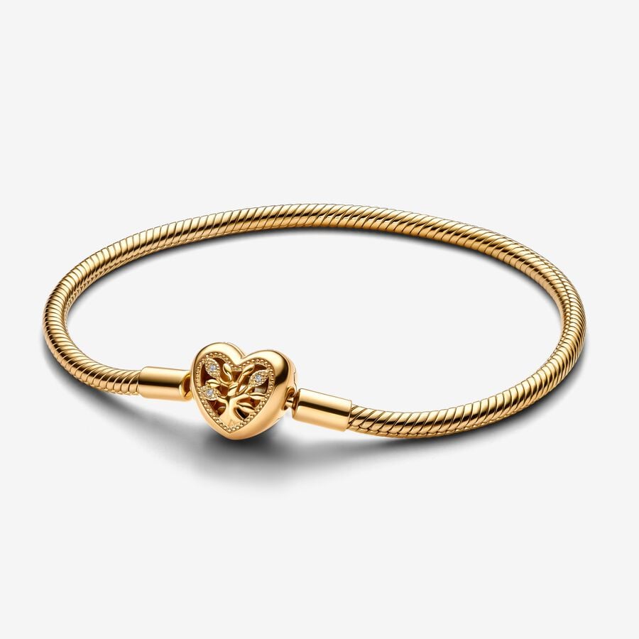 Family Tree Heart Clasp Snake Chain Bracelet