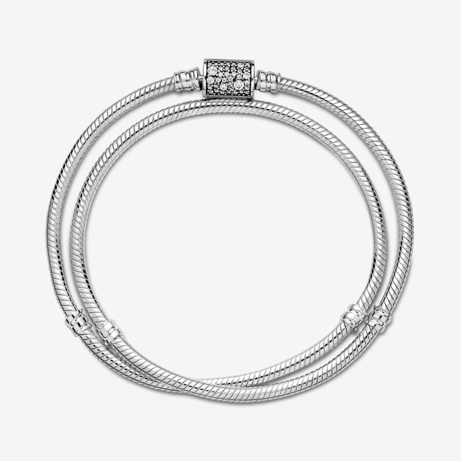 Double Wrap Barrel Clasp Snake Chain Bracelet - Image 4