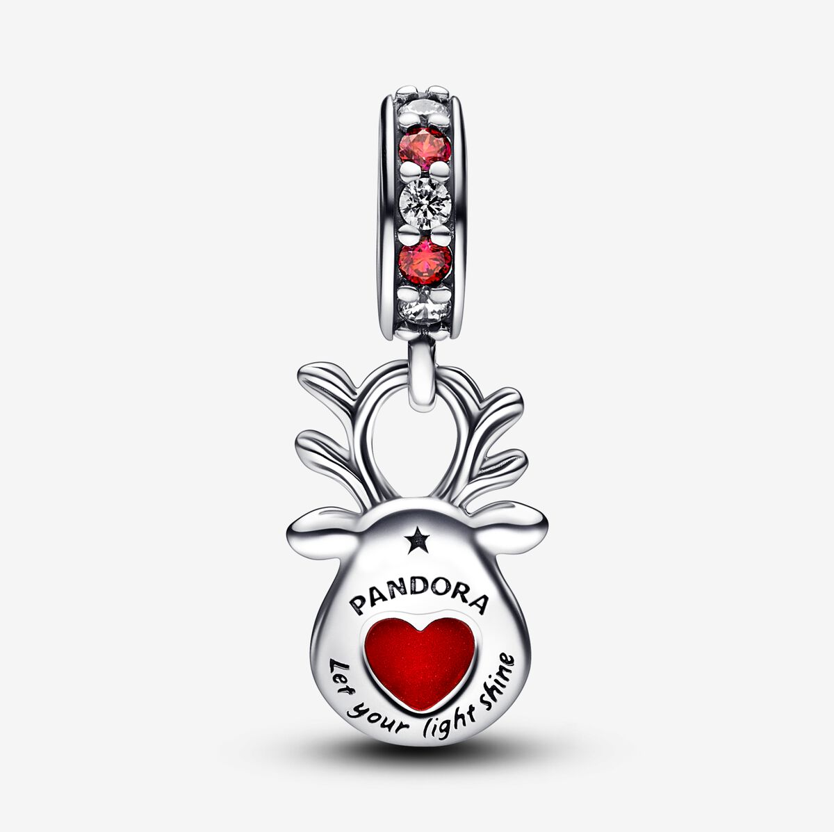 Red Nose Reindeer Murano Dangle Charm - Image 2
