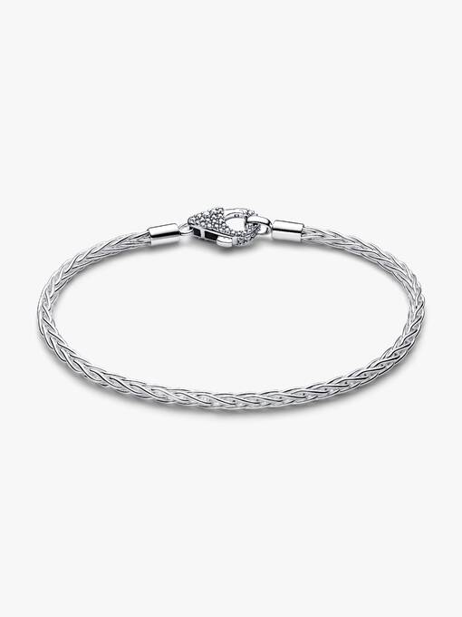 Pavé Clasp Foxtail Chain Charm Bracelet - Image 2