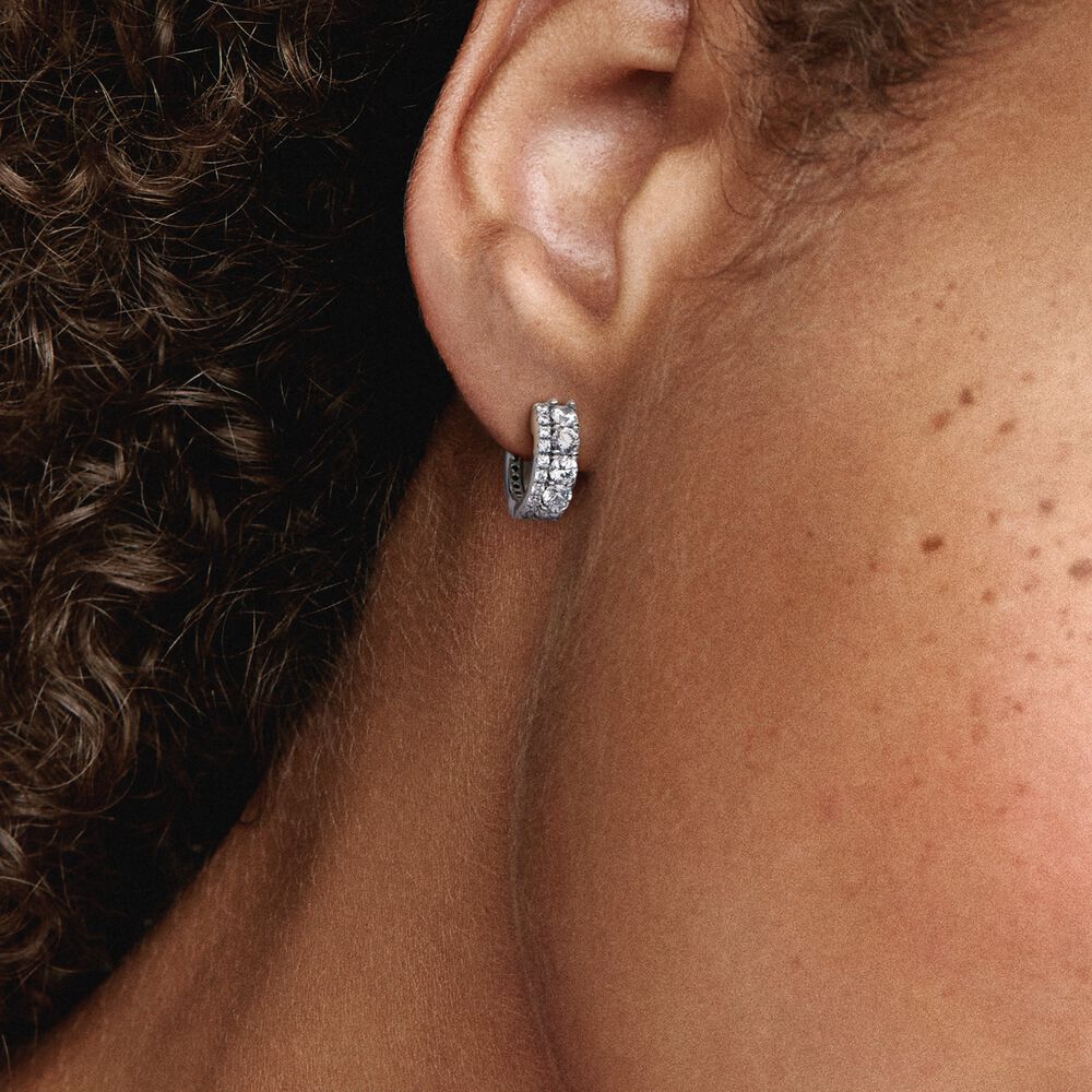Double Band Pavé Hoop Earrings - Image 2
