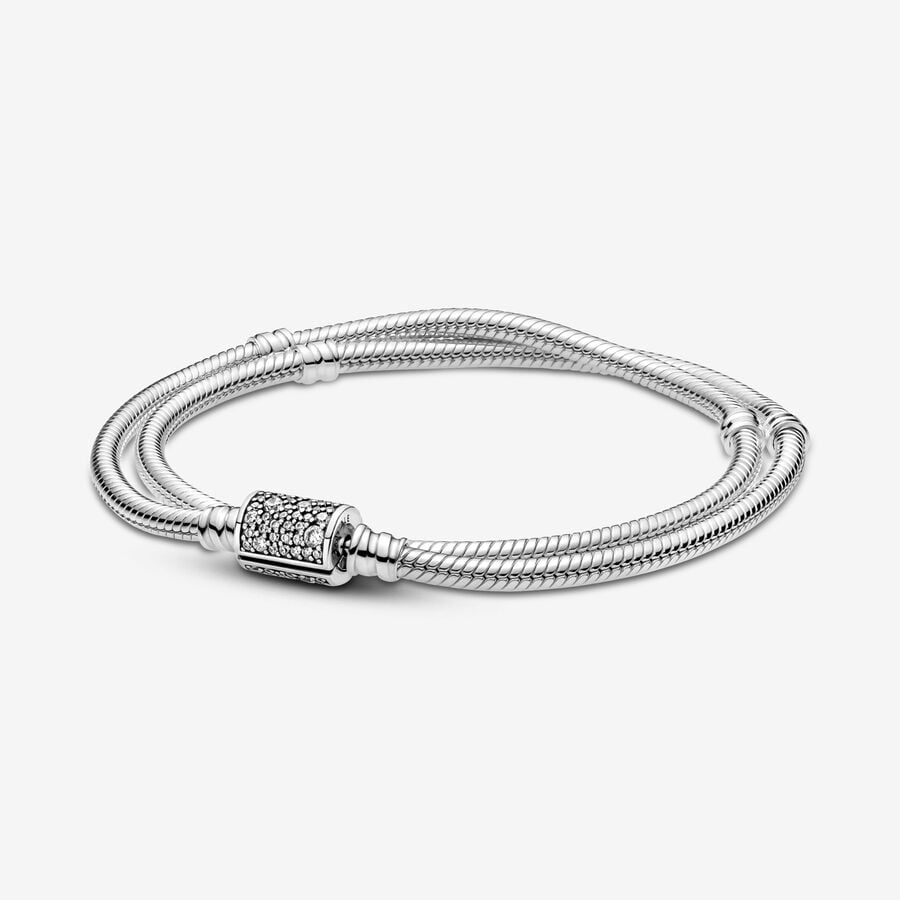 Double Wrap Barrel Clasp Snake Chain Bracelet
