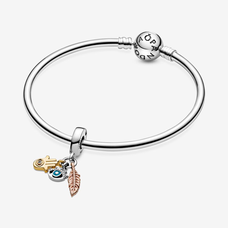 Hamsa, All-seeing Eye & Feather Spirituality Dangle Charm - Image 4