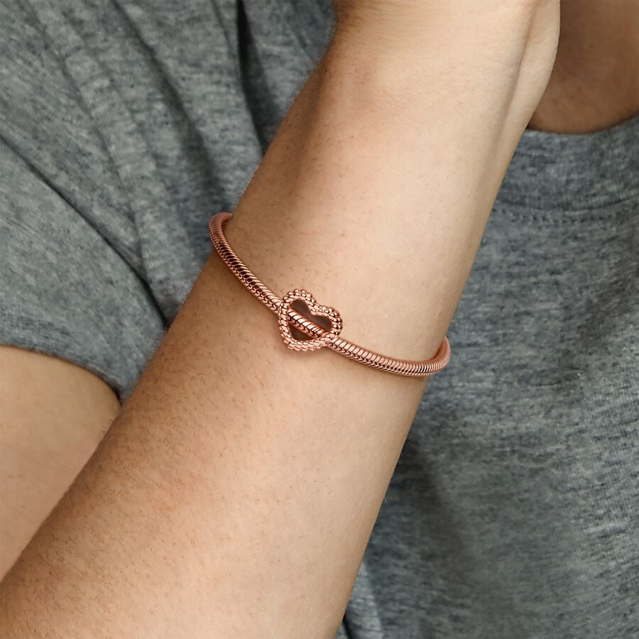 Beaded Open Heart Charm Rose gold plated - Image 4