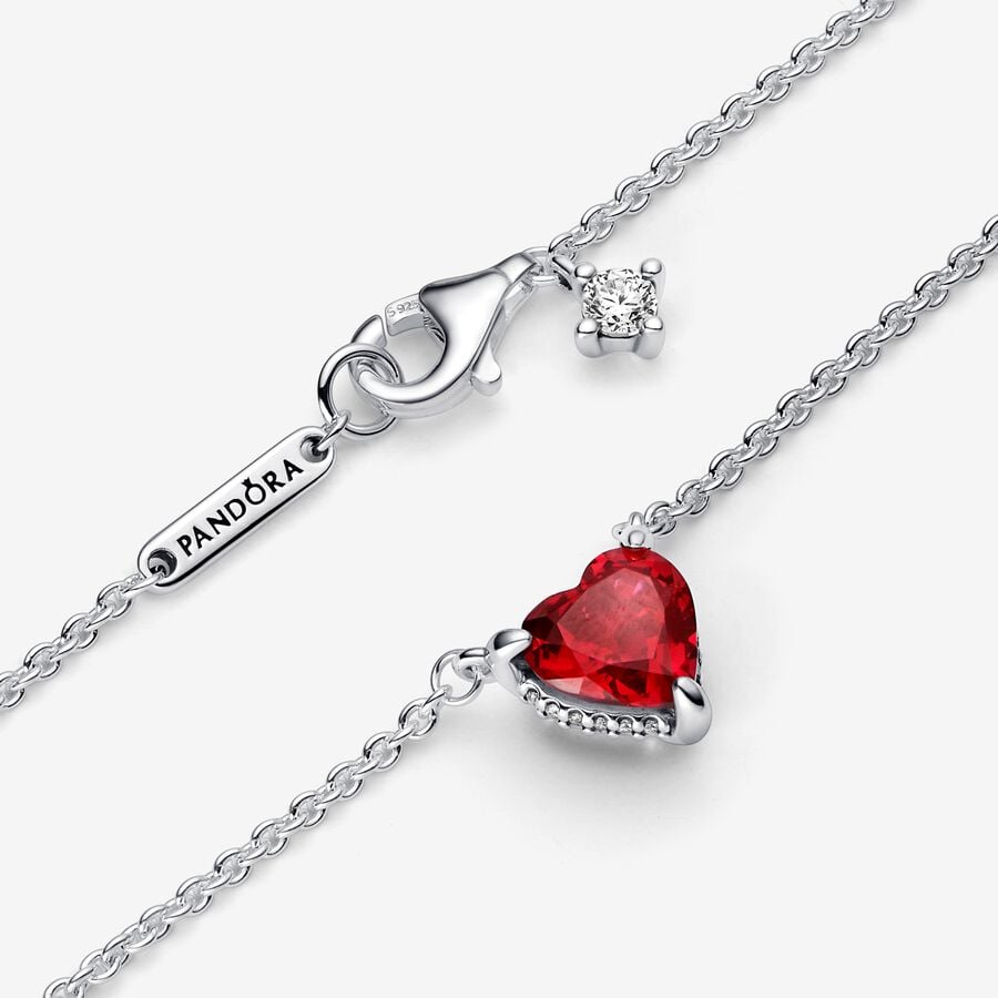 Sparkling Heart Halo Pendant Collier Necklace - Image 3