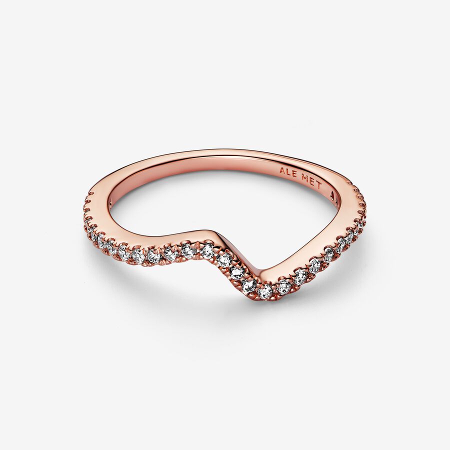 Sparkling Wave Ring Rose gold plated - Image 3