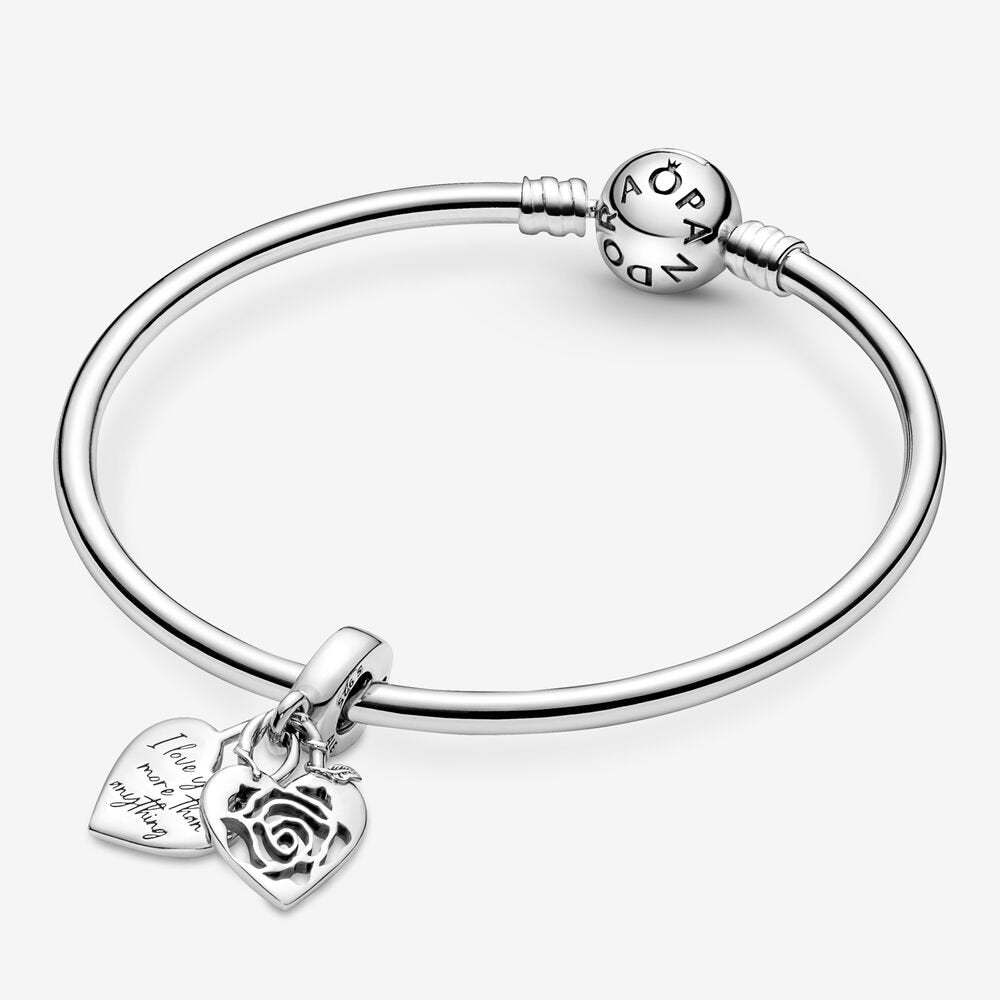 Rose Heart Padlock Dangle Charm - Image 3