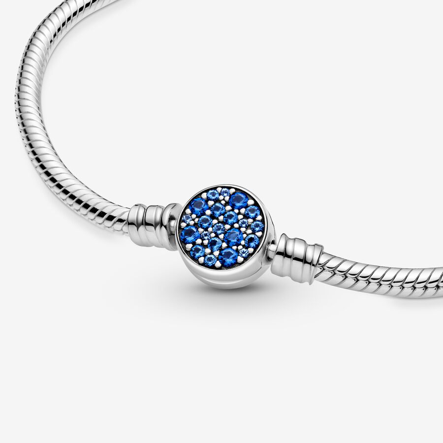 Moments Sparkling Blue Snake Chain Bracelet - Image 4