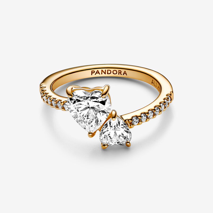 Double Heart Sparkling Rings - Image 3