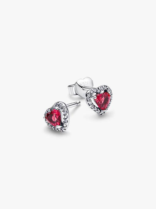 Elevated Red Heart Stud Earrings - Image 2