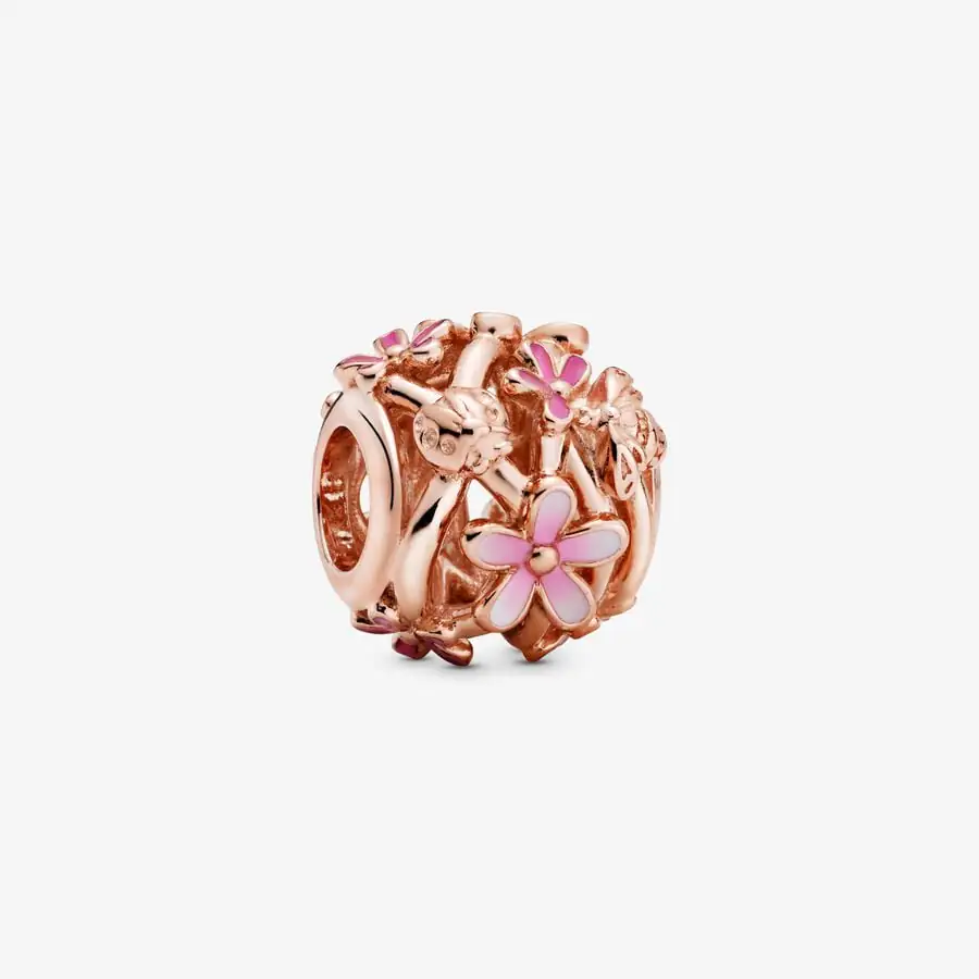 Openwork Pink Flower Charm
