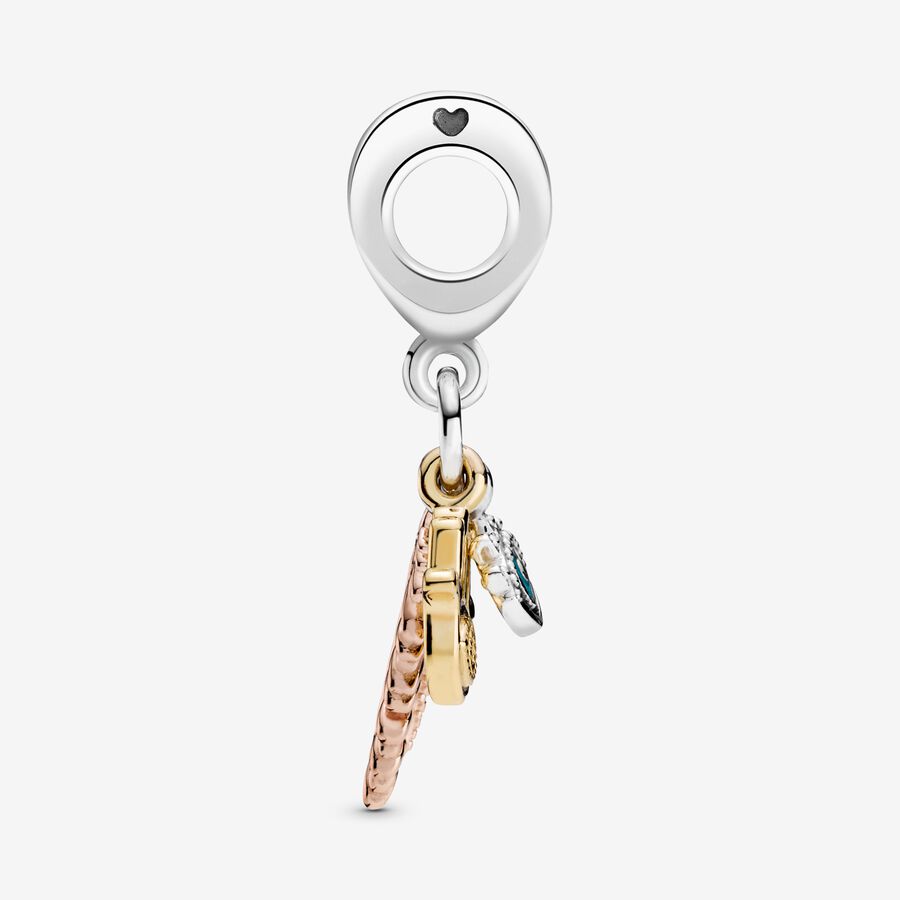 Hamsa, All-seeing Eye & Feather Spirituality Dangle Charm - Image 3
