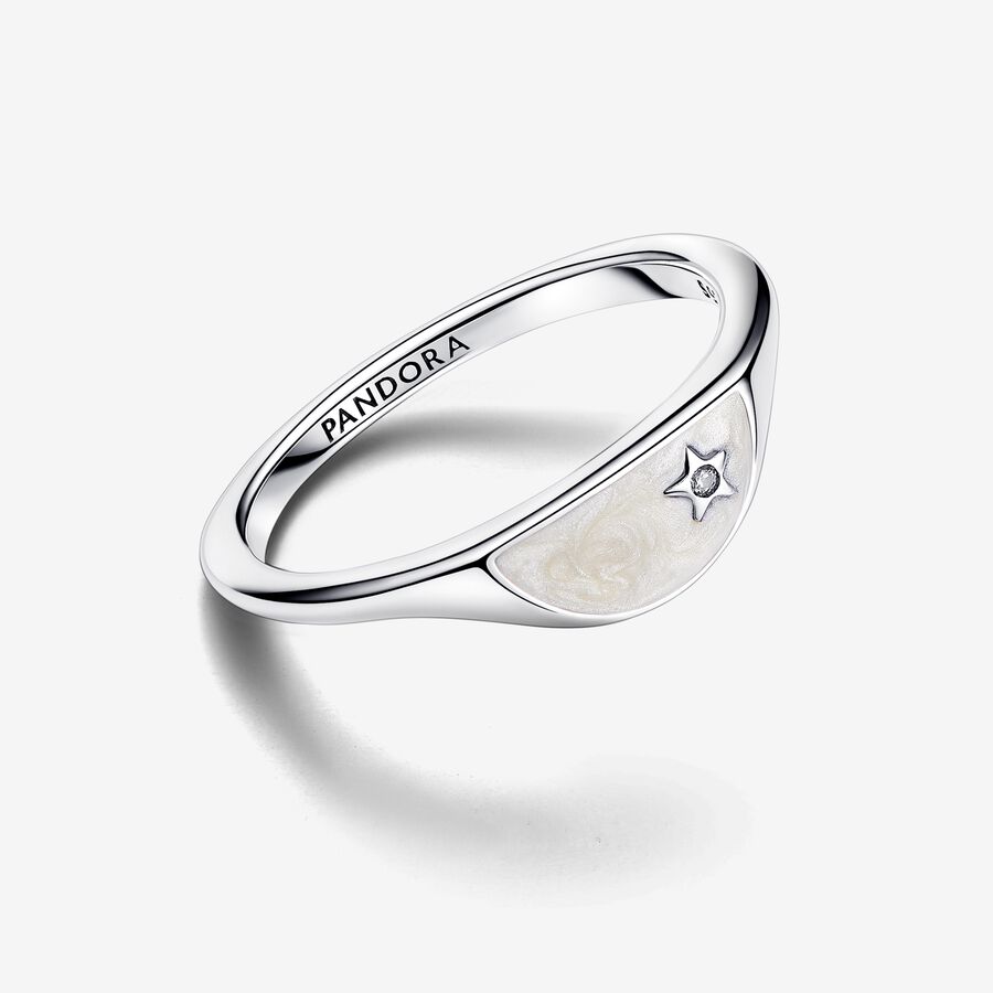 Halved Enamel Signet Ring Sterling silver - Image 2