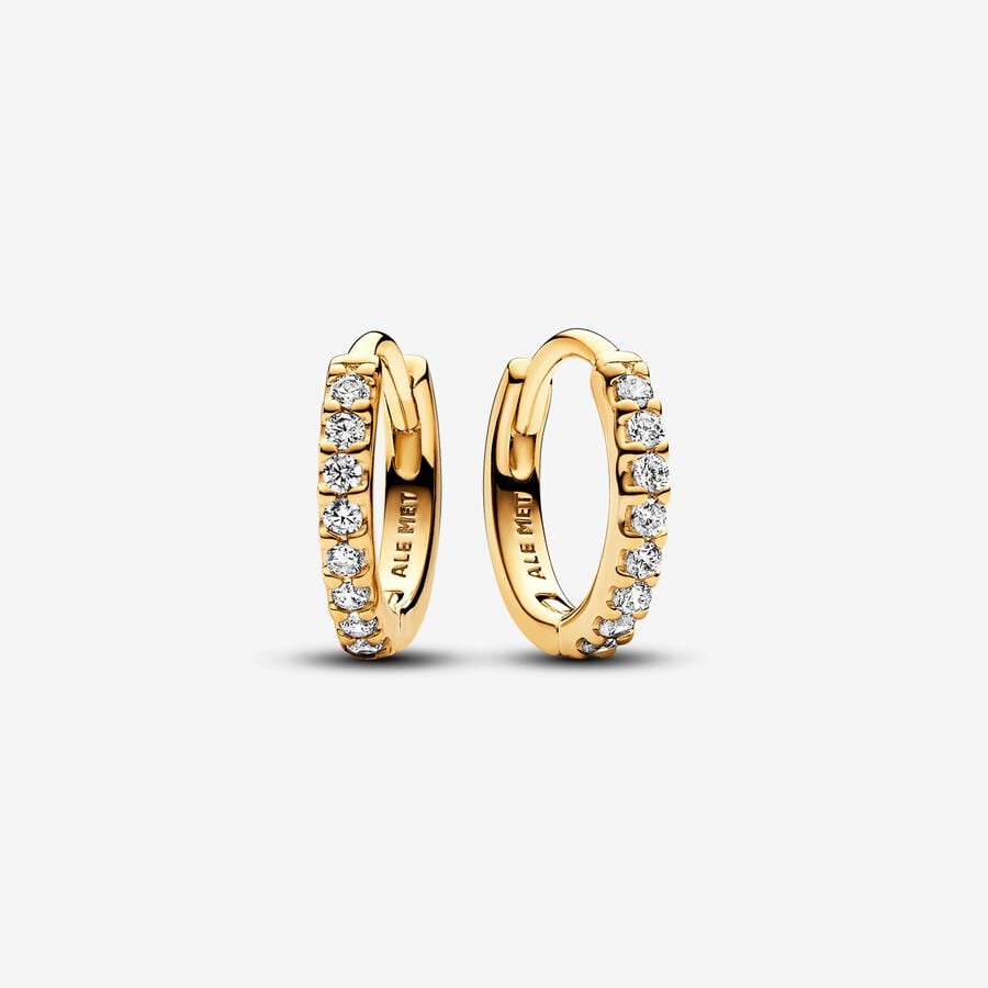 Sparkling Huggie Hoop Earrings-Gold plated