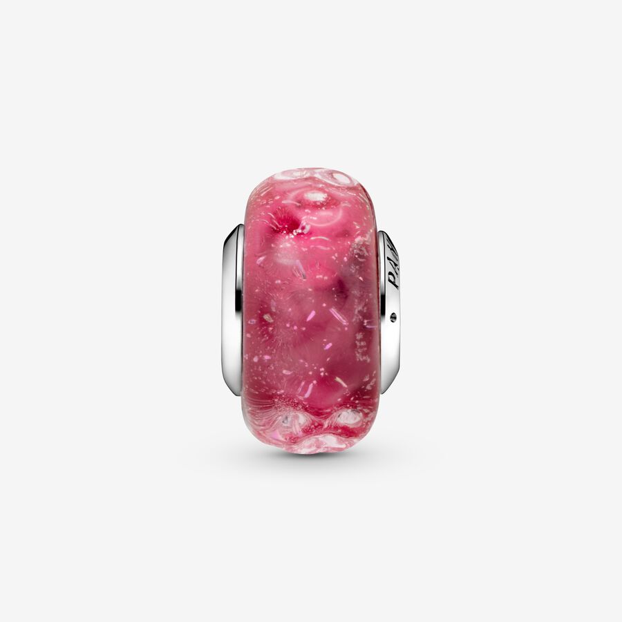 Wavy Fancy Pink Murano Glass Charm - Image 3