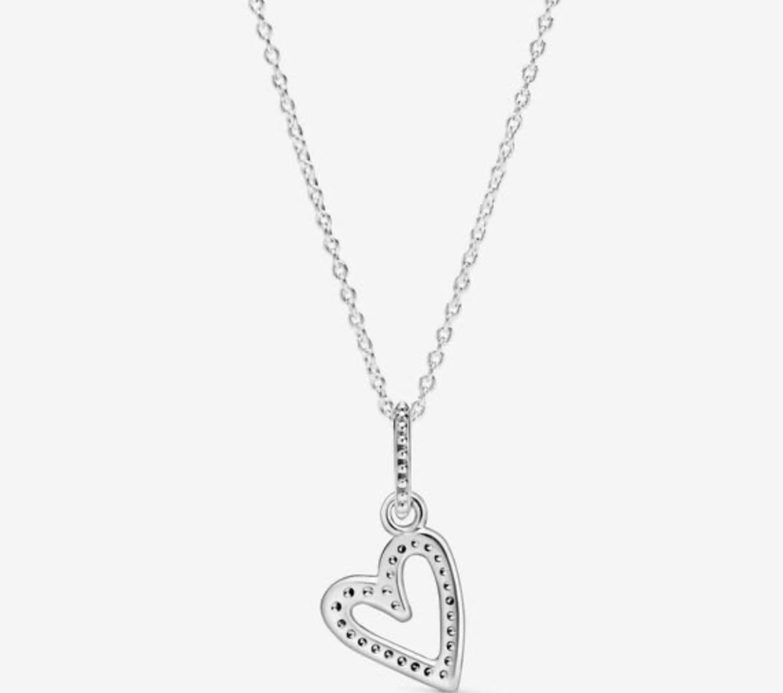 Sparkling Freehand Heart Pendant Necklace - Image 2