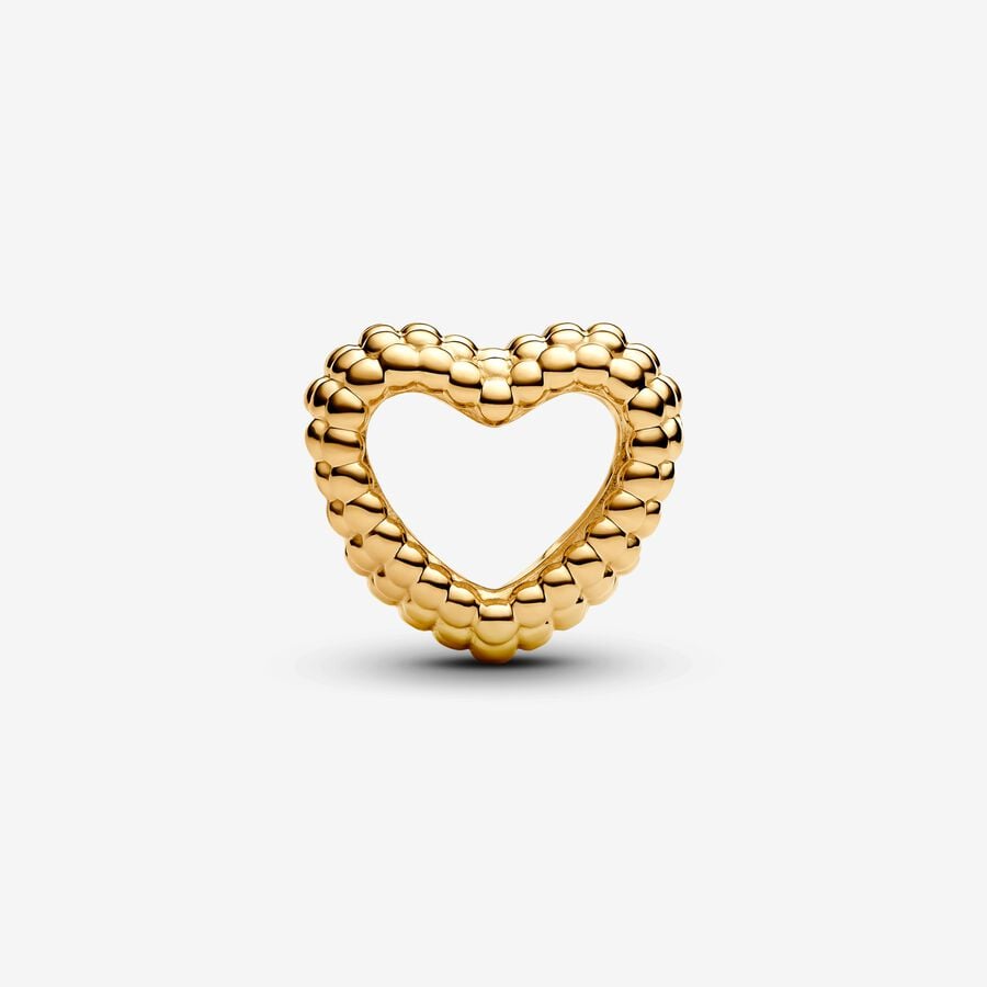 Beaded Open Heart Charm Gold plated - Image 3