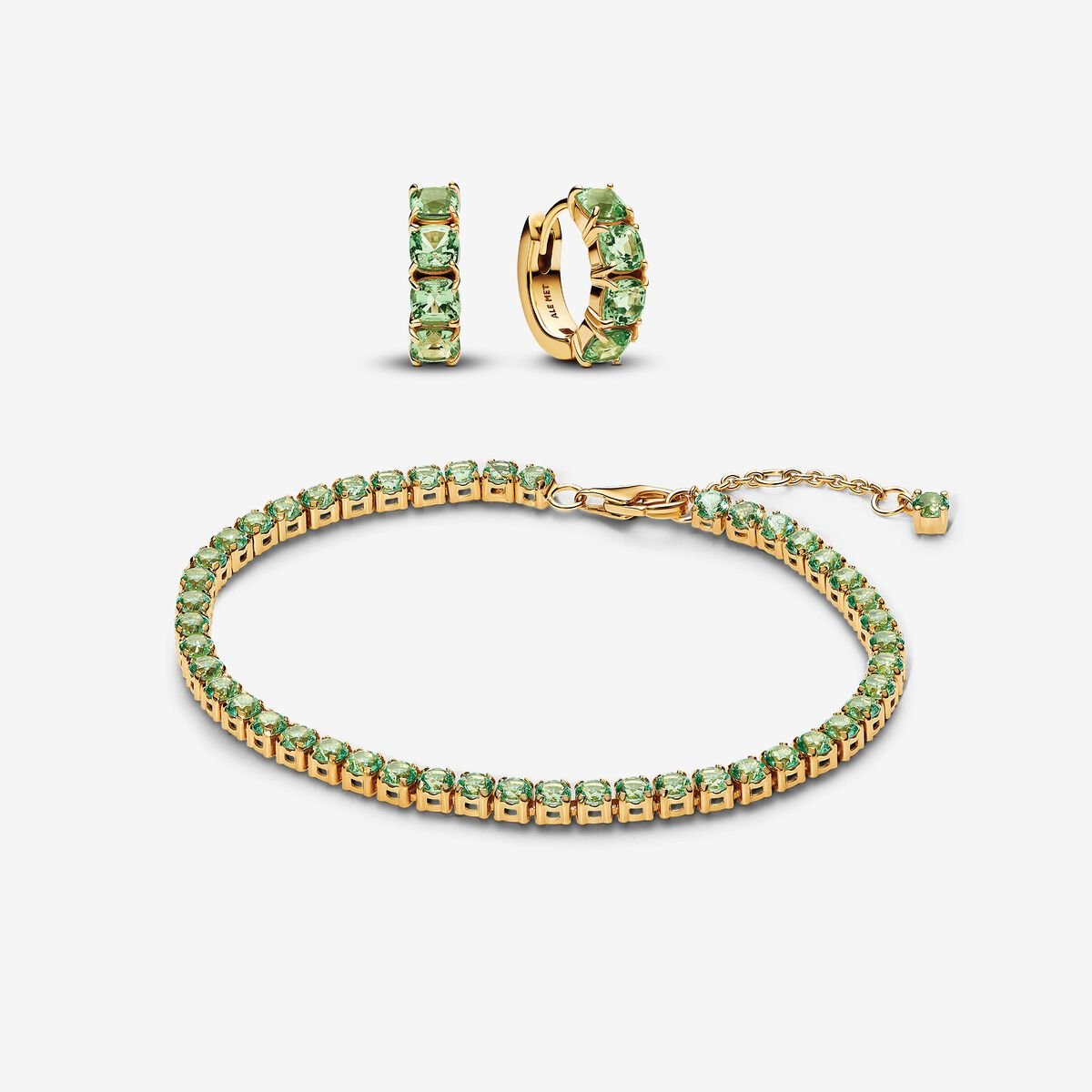 Sparkling Green Bracelet and Earring Set