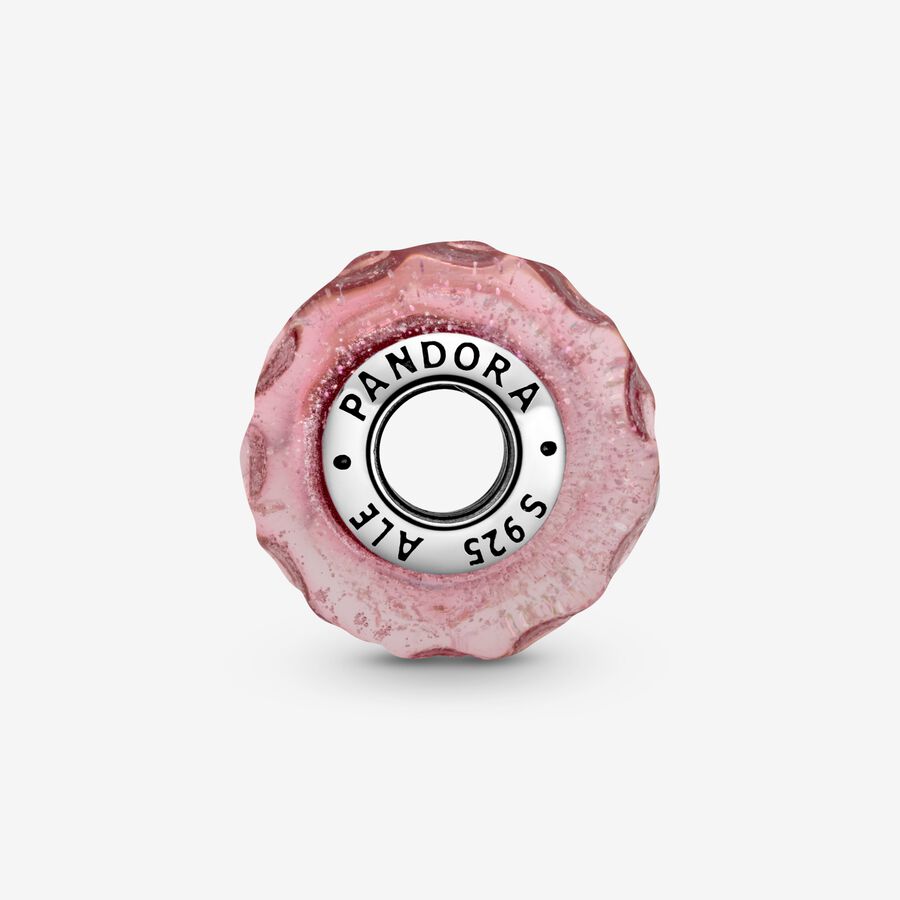 Wavy Fancy Pink Murano Glass Charm - Image 2