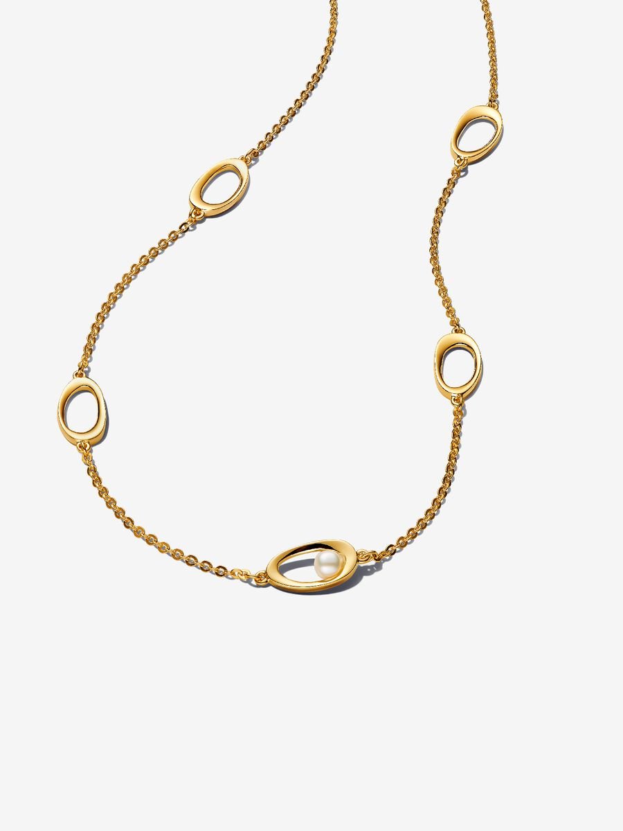 Organically Shaped Oval & Treated Freshwater Cultured Pearl Necklace - Image 2
