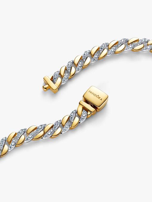 Two-tone Pavé Cuban Chain Bracelet - Image 2