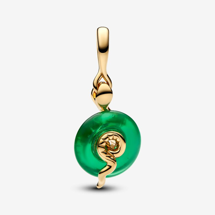 Snake Green Murano Glass Dangle Charm - Image 3