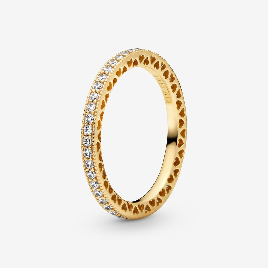 Sparkle & Hearts Ring Gold plated
