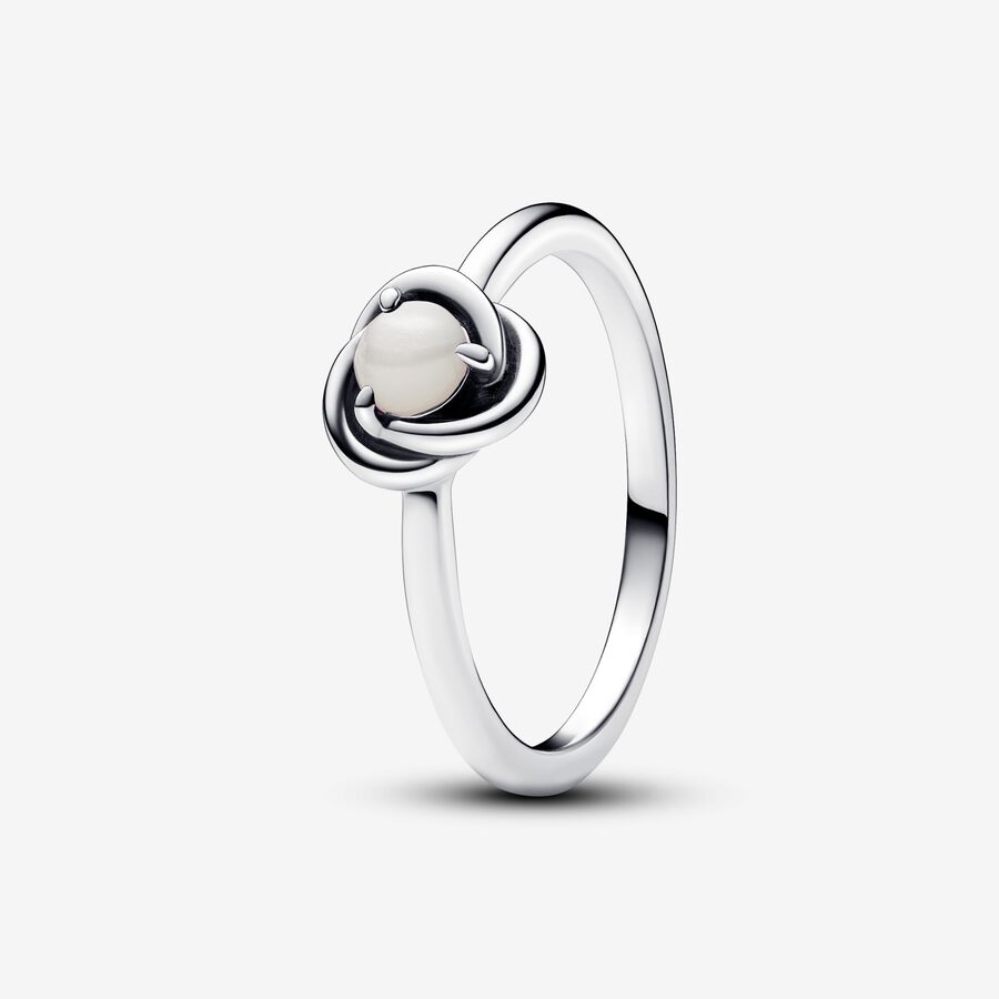June White Bioresin Man-Made Mother of Pearl Eternity Circle Ring - Image 2
