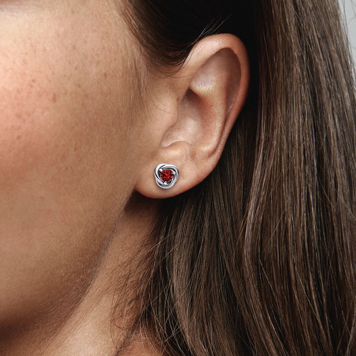 Eternity Circle Stud Earrings – July True Red - Image 2
