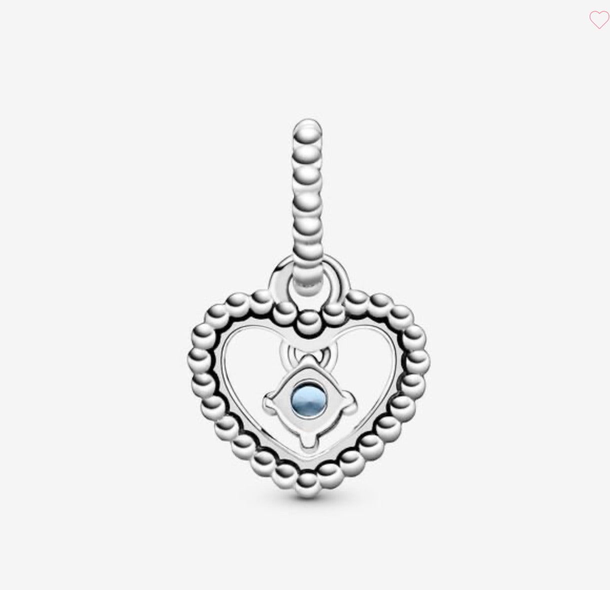 Sky Blue Beaded Heart Dangle Charm (March) - Image 2