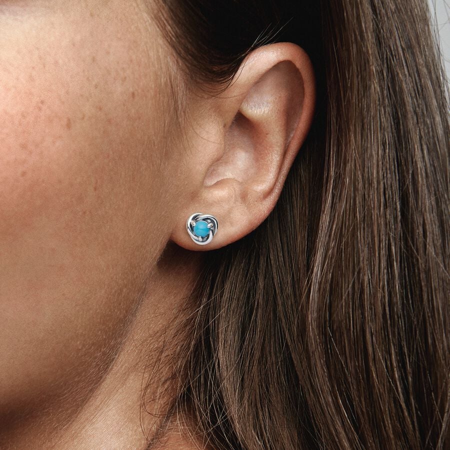 December Turquoise Blue Eternity Circle Stud Earrings - Image 2