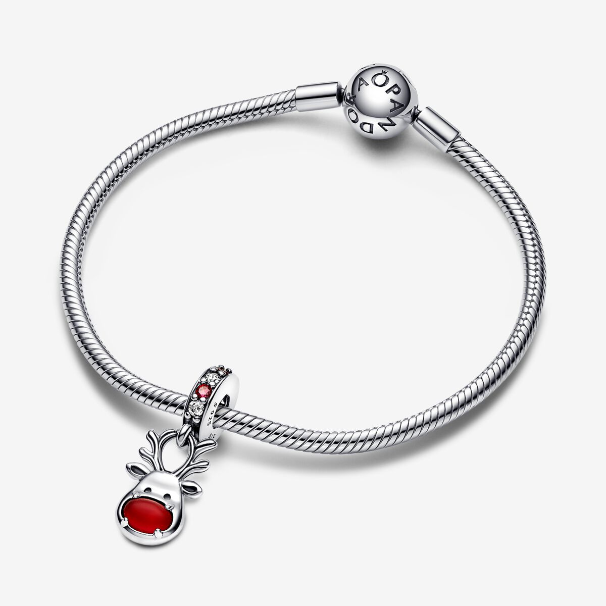Red Nose Reindeer Murano Dangle Charm - Image 3