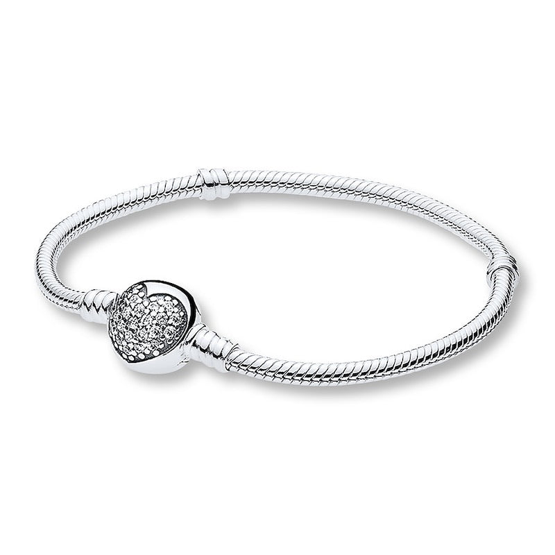 Moments Sparkling Heart Clasp Snake Chain Bracelet