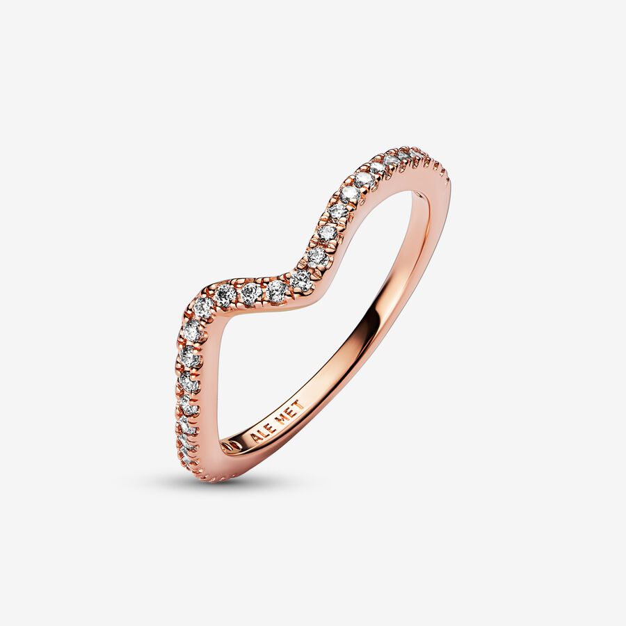 Sparkling Wave Ring Rose gold plated - Image 2