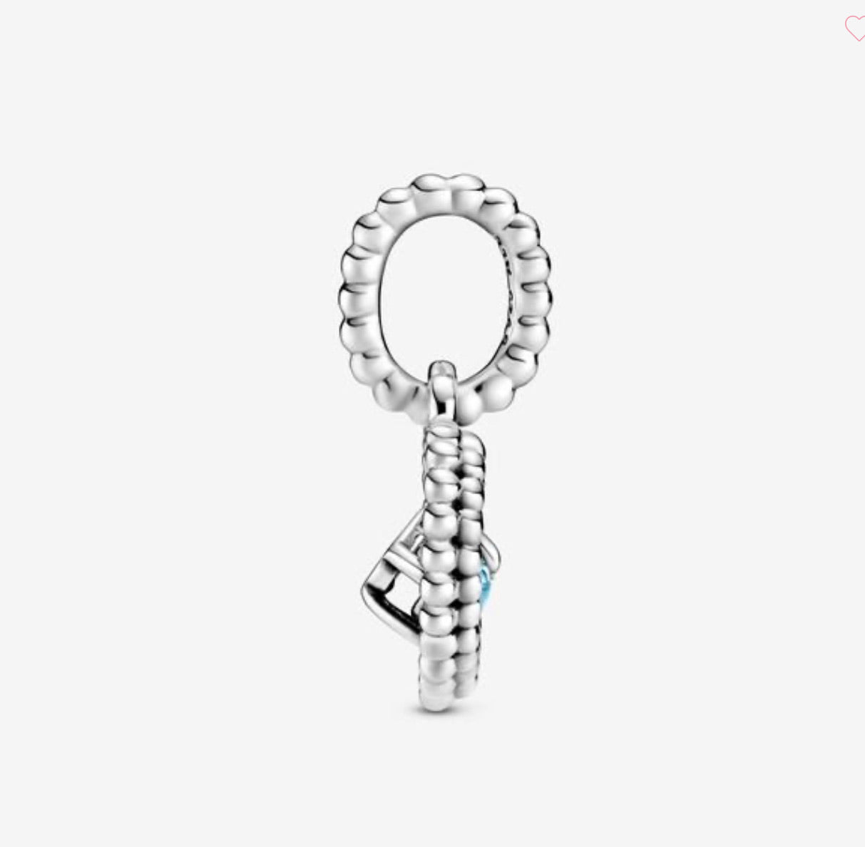 Sky Blue Beaded Heart Dangle Charm (March) - Image 3