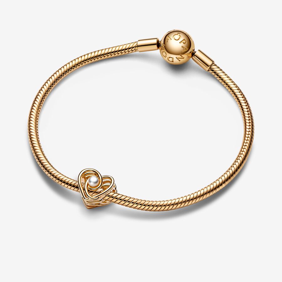 Openwork Swirling Heart & Treated Freshwater Cultured Pearl Charm - Image 3